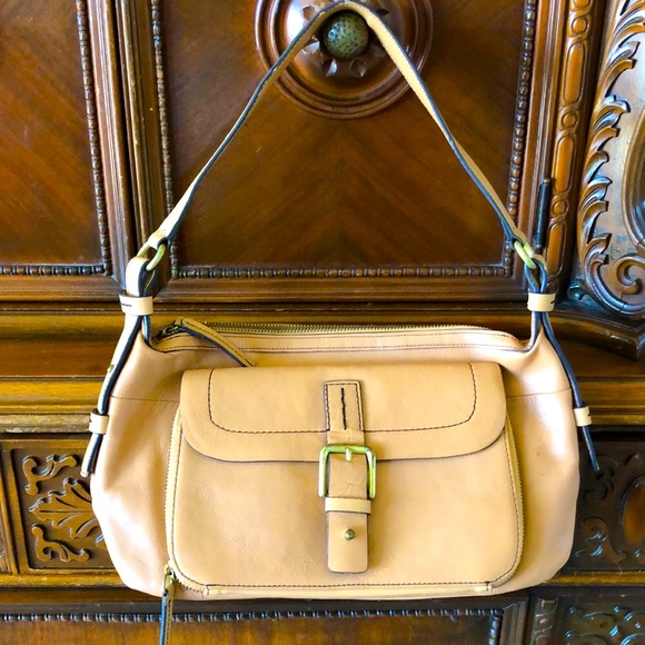 Y2K leather tan Giani Bernini top handle shoulder purse. - Picture 1 of 11